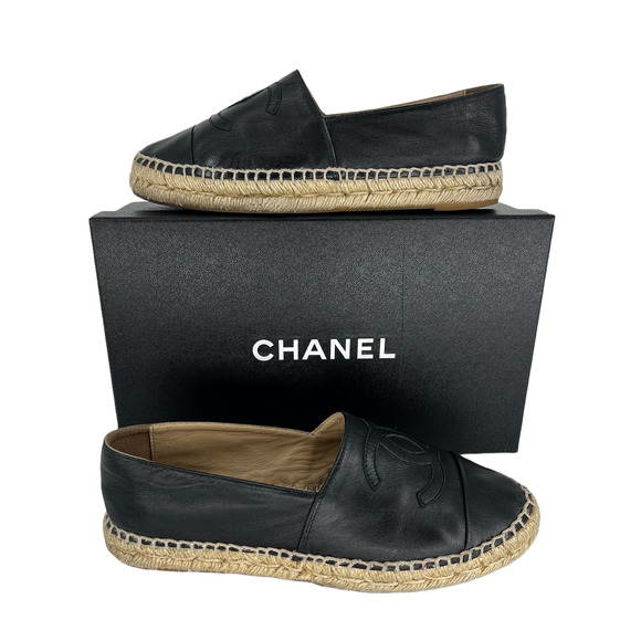 Chanel Lambskin CC Espadrilles in Black - Picture 1 of 15